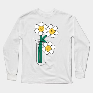 Cat Flower Daisy Kitty Meow Long Sleeve T-Shirt